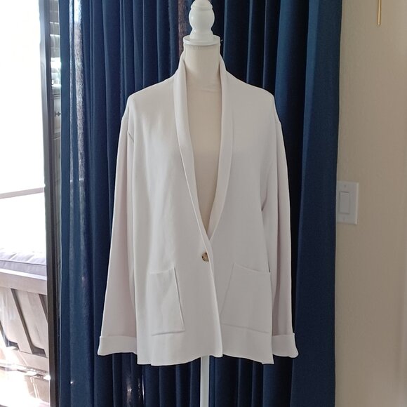 LIKE NEW! Summersalt Organic Cotton Ribbed Sweater/Blazer in White Size 2XL - Picture 4 of 10